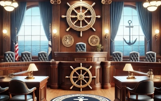 maritime courts, dallc2b7e a high quality realistic of a maritime court setting the scene features a grand traditional courtroom with a nautical theme including polish